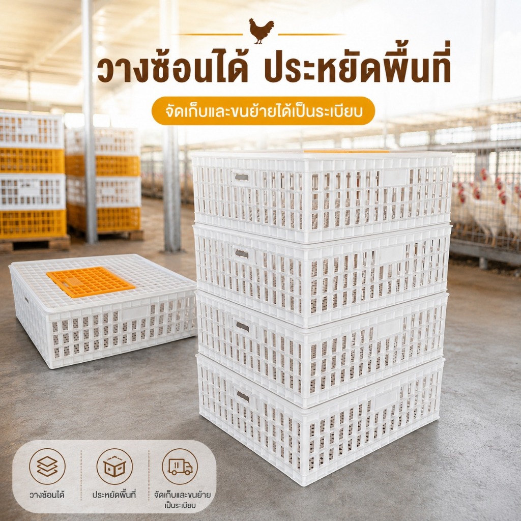 กล่องขนย้ายไก่ ตะกร้าพลาสติกฟาร์มสัตว์ปีก แข็งแรง รูปที่ 5