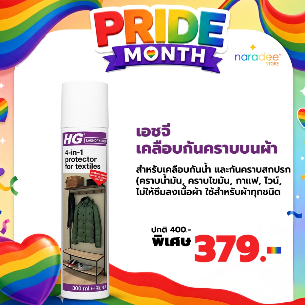 เอชจี สเปรย์เคลือบกันคราบ กันน้ำ สำหรับเครื่องหนัง (HG WATER, OIL, GREASE & DIRT REPELLENT FOR LEATHER) ขนาด 300 มล.