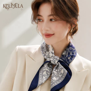 KULIMULA ผ้าพันคอไหม ลายดอกสวย ใช้เป็นผ้าคาดผมหรือผูกกระเป๋าได้หลายแบบ ลุคเรียบหรูสไตล์วินเทจ YD65