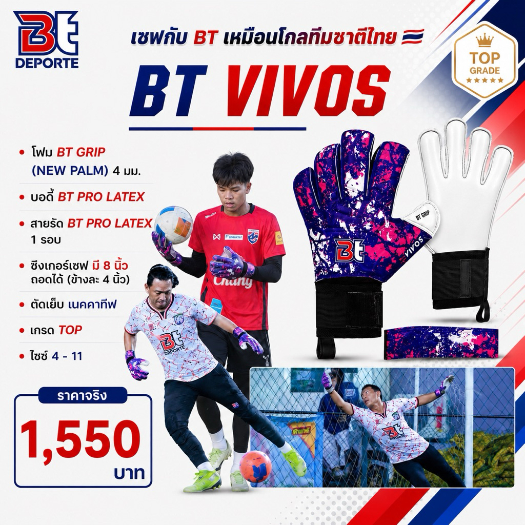 ถุงมือ BT VIVOS ตัวท็อป มีฟิงฯ ทน! คุ้มสุดๆ ทุกสนาม