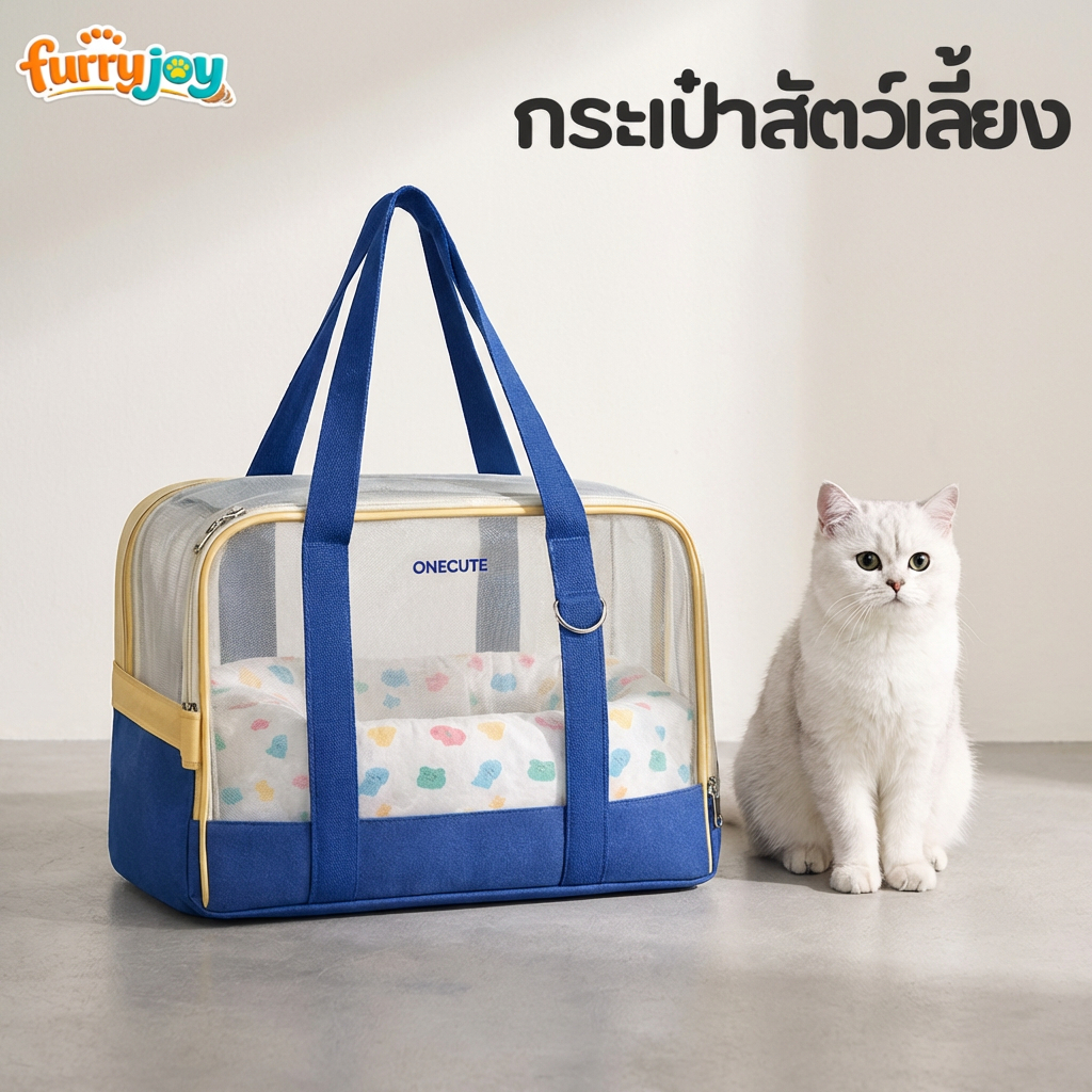 [FurryJoy]กระเป๋าใส่สัตว์เลี้ยง กระเป๋าแมวสุนัข ระบายอากาศ 360° พับเก็บได้ น้ำหนักเบา พกพาสะดวก สำหรับแมวสุนัข