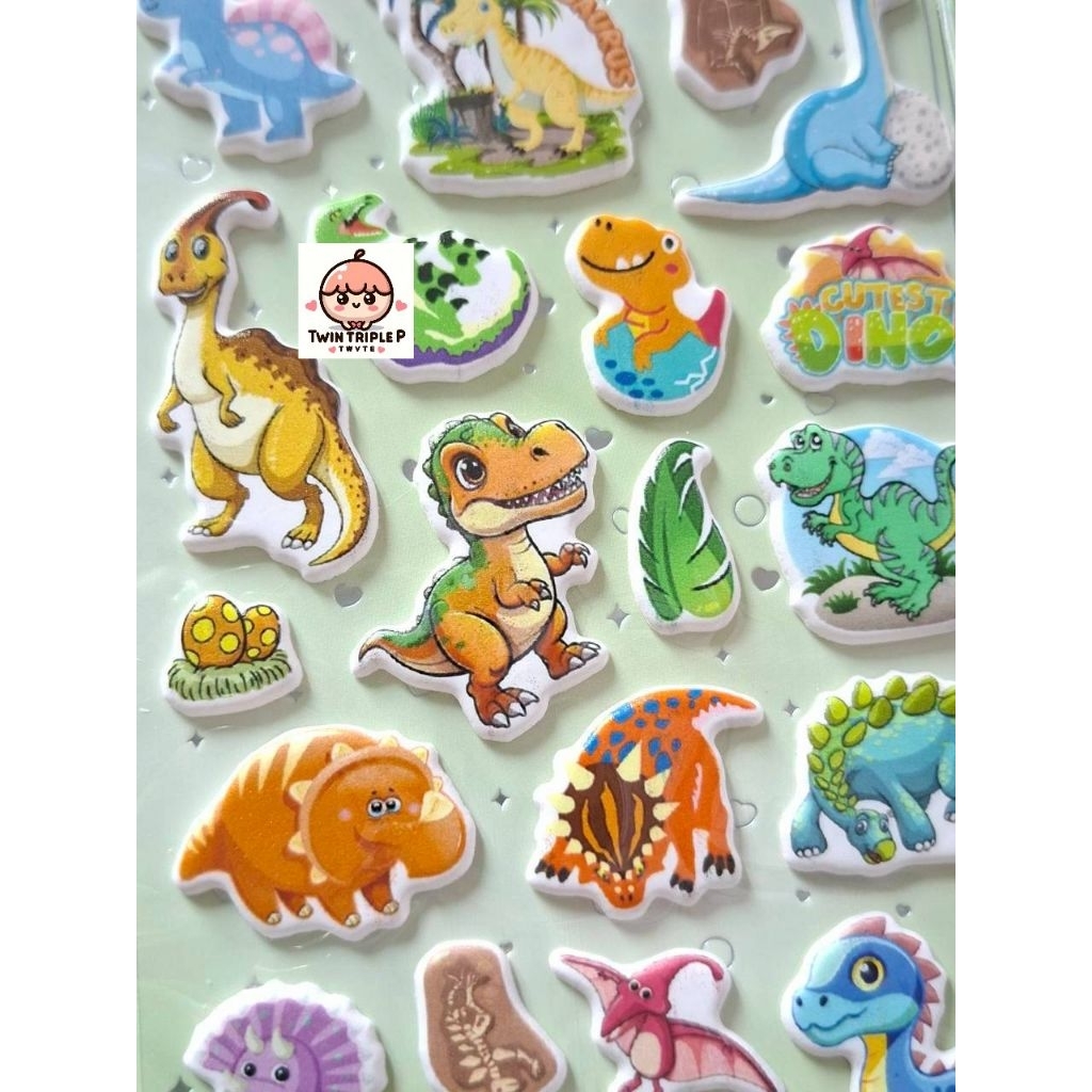 🦖 สติกเกอร์นูน สติกเกอร์จิ๋ว 🦄 สติกเกอร์นูนโฟมจิ๋ว สติกเกอร์การ์ตูน สัตว์ เจ้าหญิง ยานพาหนะ  สติกเกอร์น่ารัก
