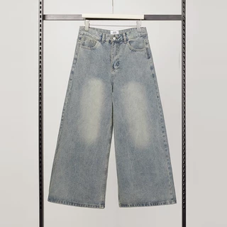 HELLDUL N9903 กางเกงยีนส์ขากว้าง เอวสูง ซ่อนสะโพก+ขาใหญ่ ใส่แล้วผอม มีหลายสี พร้อมส่งไทย