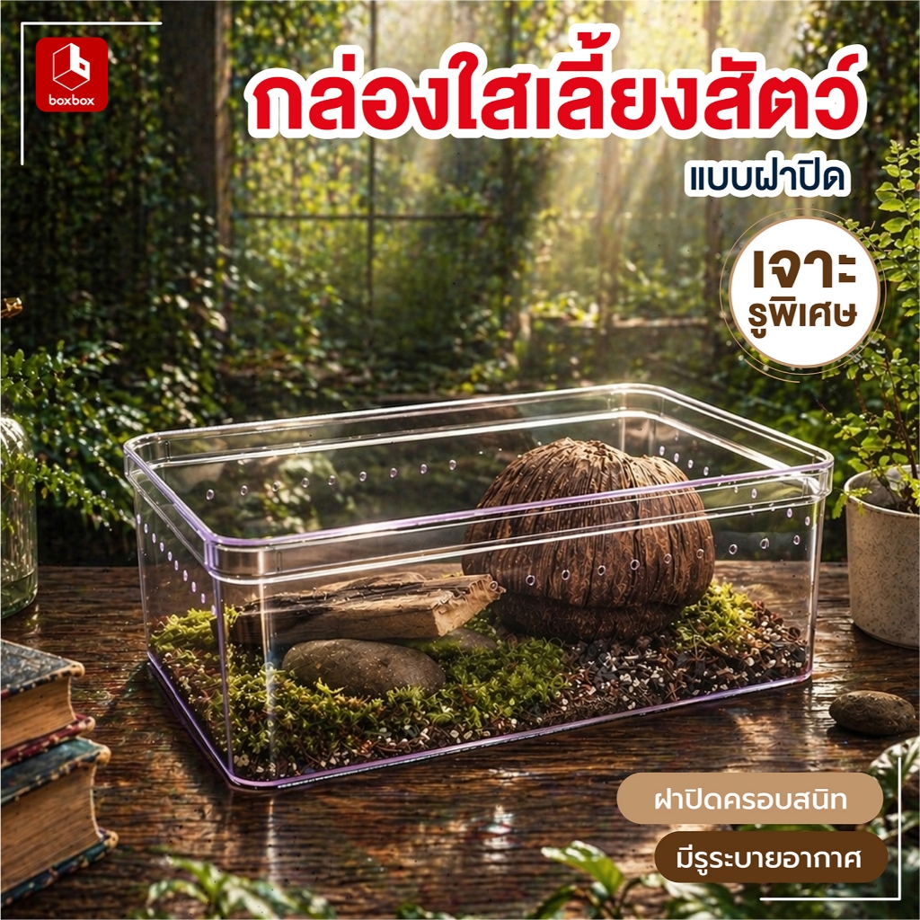 EX887 (1ใบ) กล่องเลี้ยงแมงมุม สัตว์ขนาดเล็ก แบบฝาเปิด-ปิด  เจาะรู เลี้ยงสัตว์ขนาดเล็ก เลี้ยงแมงมุม เลี้ยงแมลง 1108874