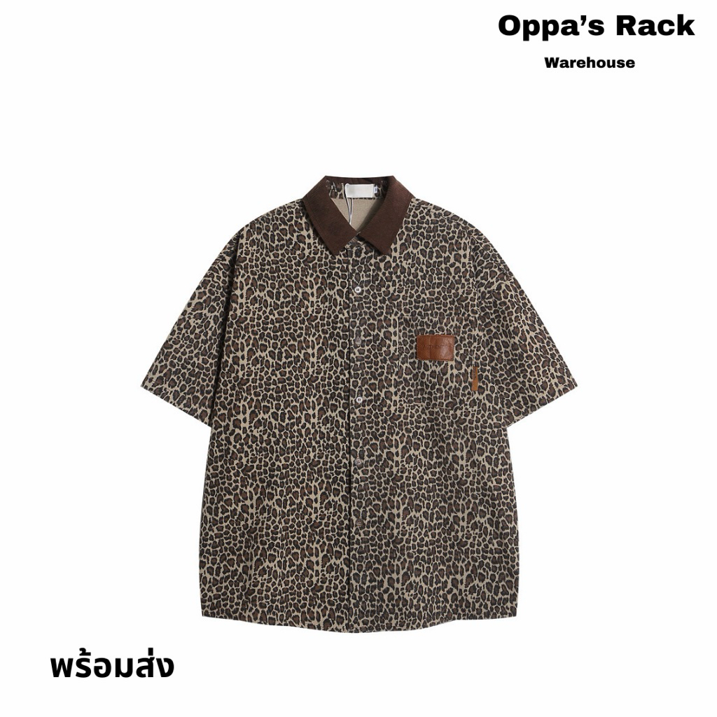 เสื้อเชิ้ตแขนสั้นผ้าหนาพิเศษลายเสือ
