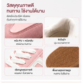BB Double รองเท้าผ้าใบผู้หญิง สไตล์วินเทจ รองเท้าผ้าใบแฟชั่น พื้นกันลื่น น้ำหนักเบา ใส่สบาย หนังกลับ ลำลอง ใส่เที่ยว