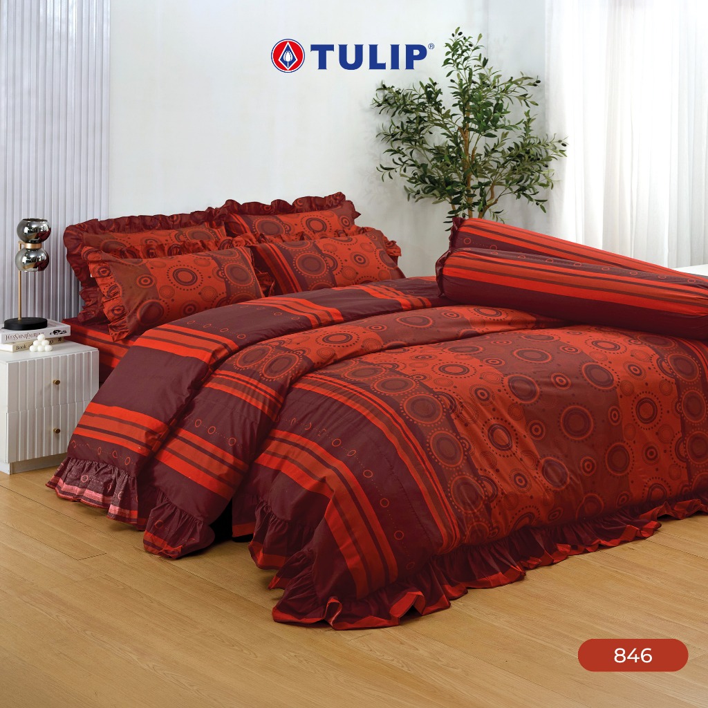 TULIP Cotton Mix พิมพ์ลาย 846 ชุดผ้าปูที่นอน ผ้าห่ม ผ้านวม พิมพ์ลายกราฟิกสวยงาม เนื้อผ้าหนาแน่น