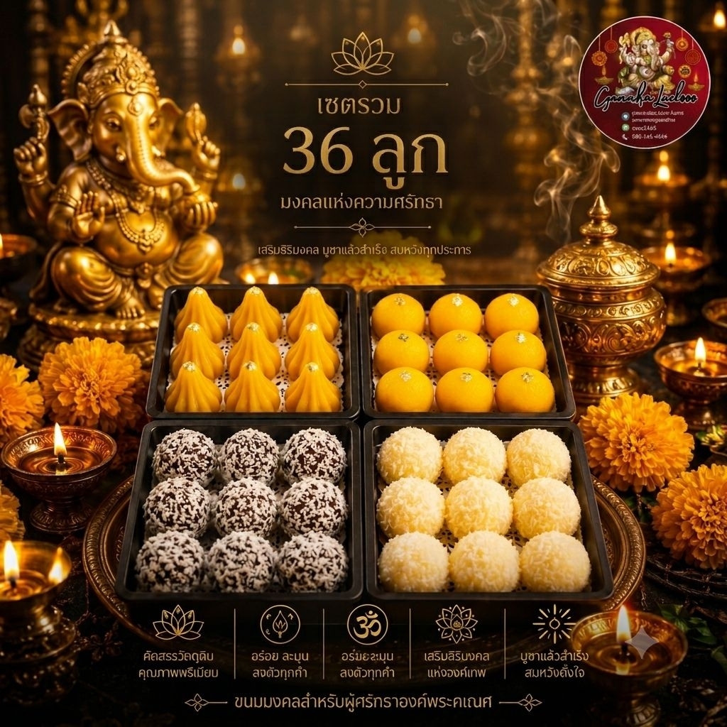 (พร้อมส่งใน 1วัน) เซ็ตสุดคุ้ม❗️❗️ชุดรวม [ลาดูมะพร้าวชอคโก/ลาดูมะพร้าวนมสด/ลาดู/โมทกะ]