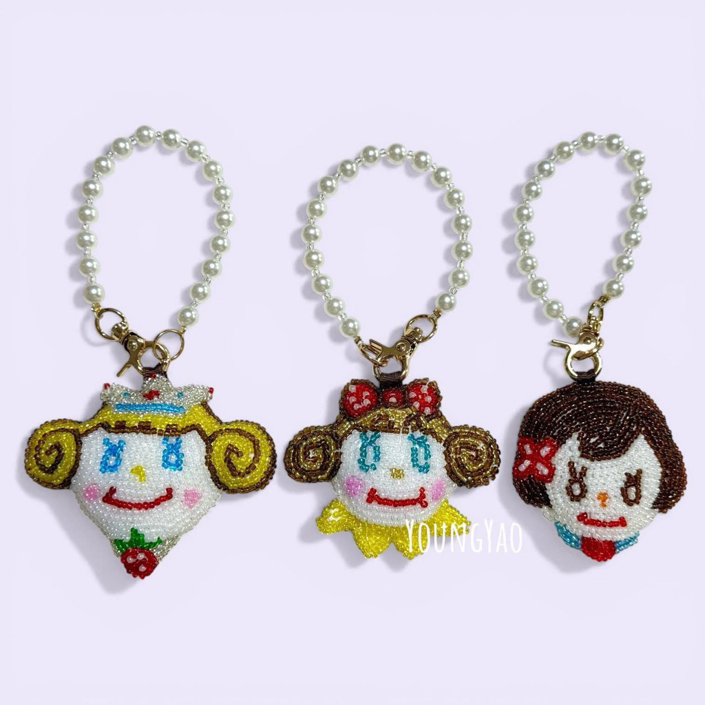 Curly Bead Embroidered Keychain