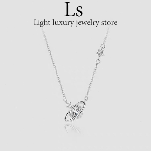 LS jewelry ✨สไตล์ใหม่จี้สร้อยคอ Happy Planet สร้อยเงินแท้ สร้อยคอดีไซน์สุดหรู ของขวัญให้แฟน