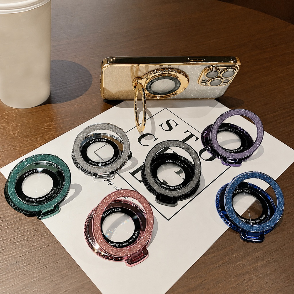 Glitter Bling ที่วางโทรศัพท์แม่เหล็กพร้  แหวนติดหลังมือถือ แบบบางพิเศษ หมุนได้360องศา Magnetic PHONE RING HOLDER ขาตั้งโ