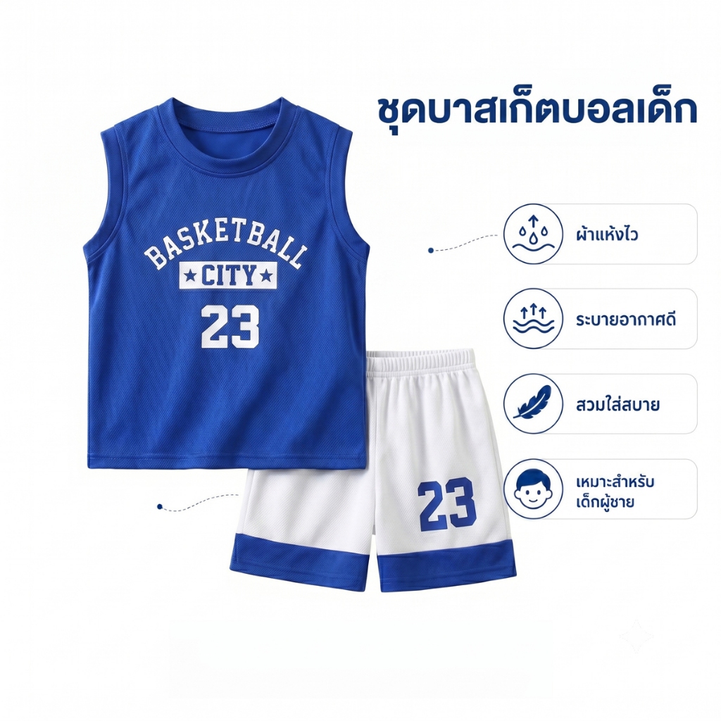 ชุดบาสเก็ตบอลฤดูร้อนใหม่ สำหรับเด็กผู้ชาย ชุดกีฬาสำหรับเด็ก ชุดสองชินเสือ+กางเกง ไซส์: 90-150cm "DA-Q"