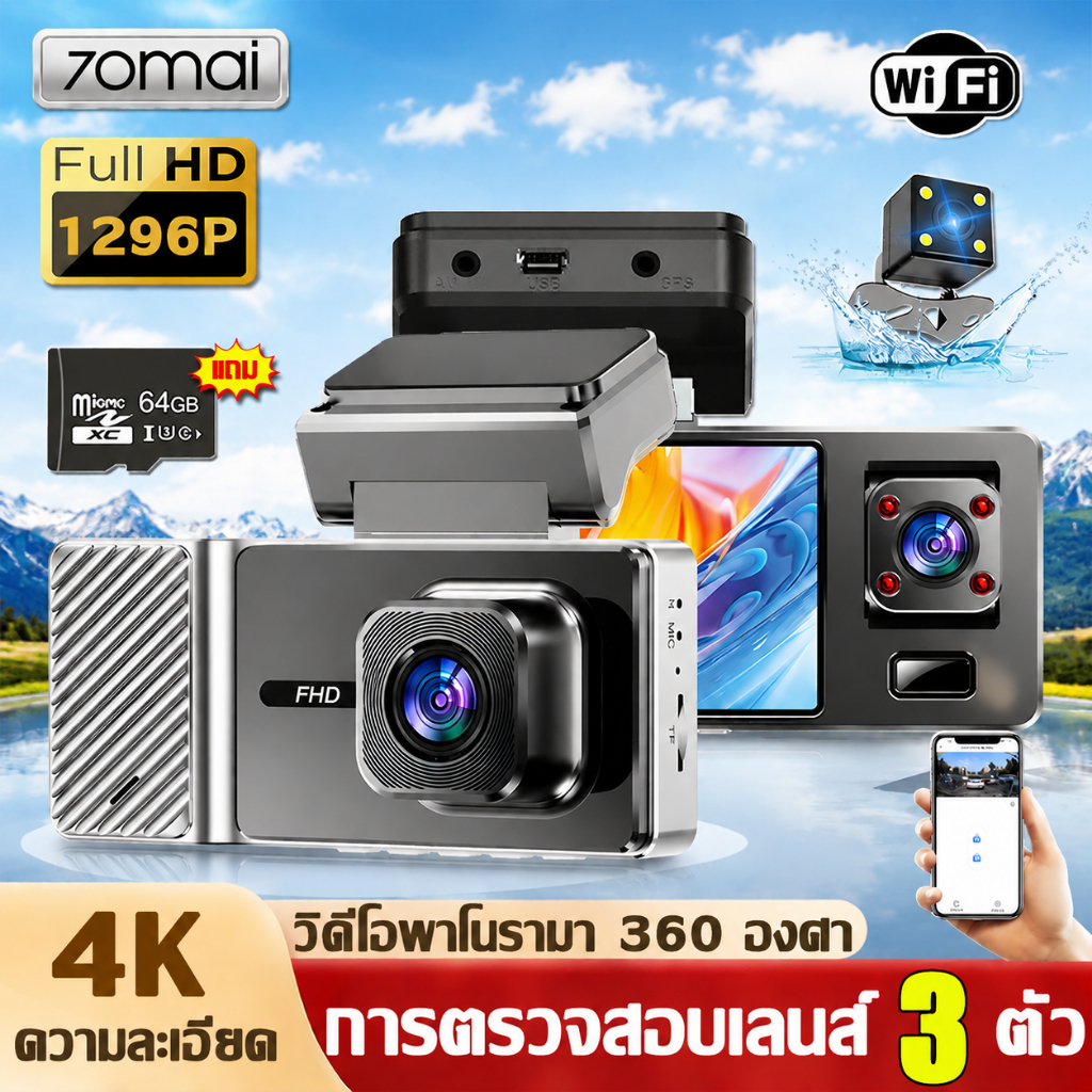 【บันทึกทุกรอบ】กล้องติดรถยนต์ บันทึกวนซ้ำ Car Camera กล้องรถจียอน กล้องรถยนต์ กล้องหน้ารถ กล้องติดรถยนต์หน้า
