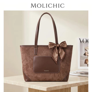 MOLICHIC LATTE BAGกระเป๋าถือสะพายไหล่ขนาดใหญ่ ทำจากหนัง PU นุ่มสบาย ป้องกันรอยขีดข่วน มีช่องซิปหนังด้านใน