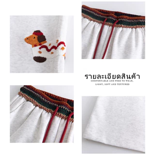 กางเกงสเวตแพนต์ผู้หญิง ปักลายน้องหมาน่ารัก เอวยางยืดมัดย้อม ทรงหลวม สไตล์สตรีท วินเทจ ใส่สบาย ผู้หญิงผู้ชายใส่ได้