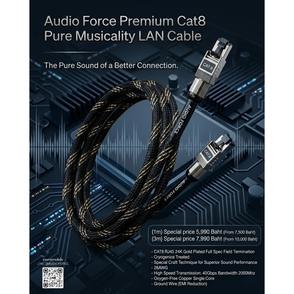 สาย LAN Audio Force Premium Cat8 LAN / Ethernet Cable (Pure Musicality)