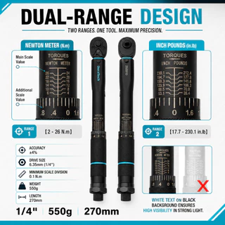 (พร้อมส่งจากไทย) Duratech ประแจทอร์คชนิดคลิก ไดรฟ์ 1/4 3/8 1/2 นิ้ว ปรับแรงบิดได้ DT402220 DT402221 DT402222