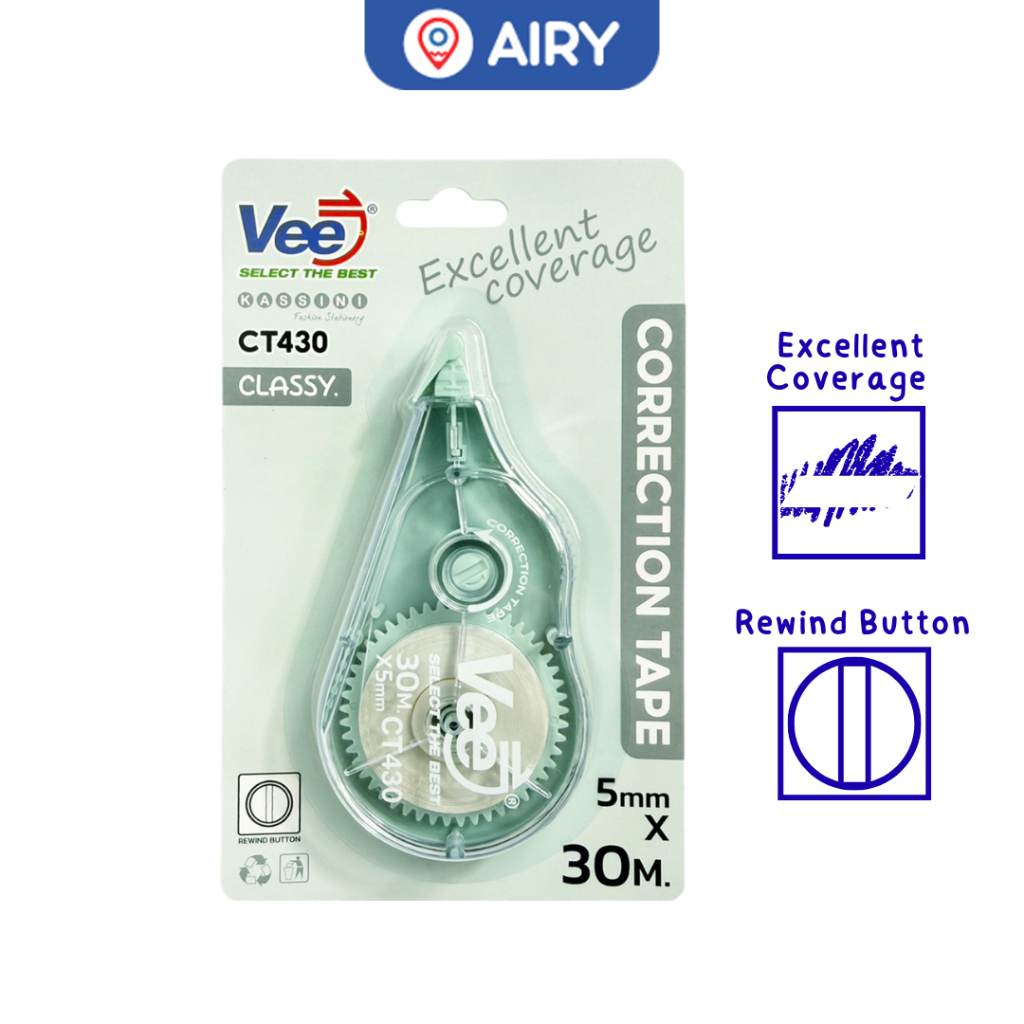 Vee แบรนด์คนไทย เทปลบคำผิด VB-CT340 เนื้อเทปบาง ลบข้อความสะอาด ลิขวิดแห้ง เขียนทับได้ทันที(1 ชิ้น) — صورة 8