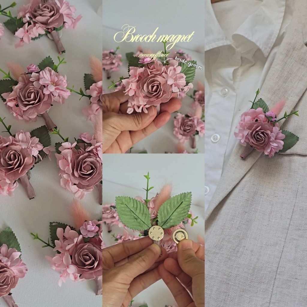 Memoryofflower•เข็มกลัดติดอกแบบแม่เหล็กMagnet ติดสูทติดเสื้อ ช่วยถนอมไม่ให้เสื้อเป็นรู