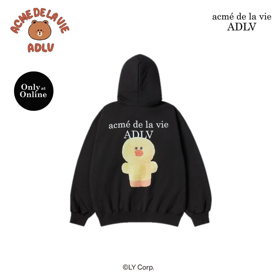 ADLV [acme de la vie] เสื้อฮู้ดดี้แขนยาว รุ่น Basic Logo With Sally Line Friends Hoodie Zip Up Black 50042SLFHDU_S6BKXX
