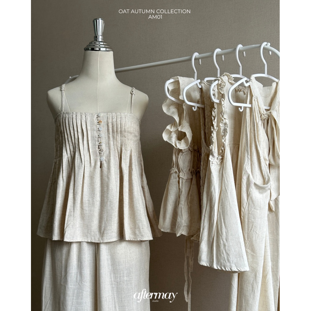 aftermay.studio | เสื้อลินินสีเบจ เสื้อไปทะเล เสื้อคาเฟ่ ดีไซน์น่ารัก