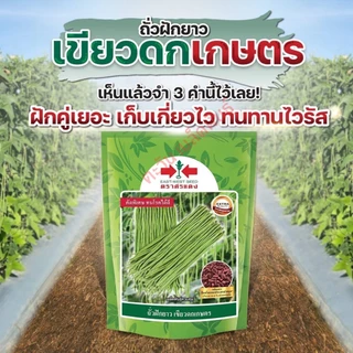 ถั่วฝักยาว เขียวดกเกษตร เมล็ดพันธุ์ ตราศรแดง บรรจุ 500กรัม