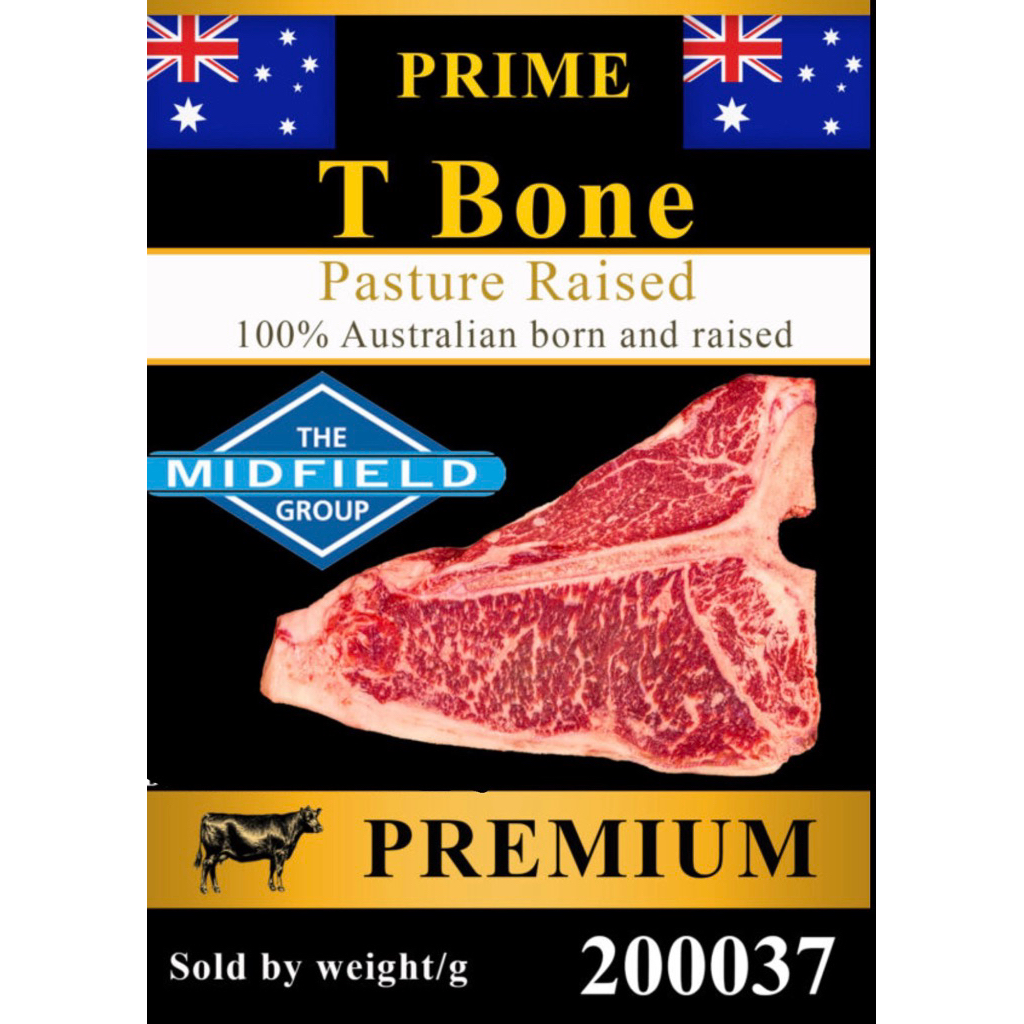 Midfield AUS Prime T-Bone pasture raised 450g+ (100% Australian Born&Raised)