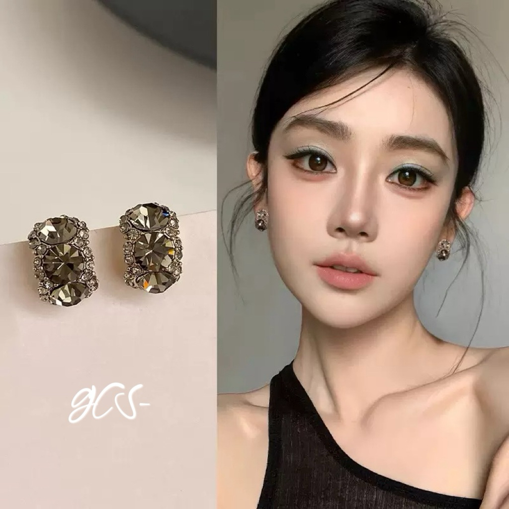 ต่างหูคริสตัล ประดับเพชรสไตล์หรูหรา ก้านเงิน 92.5 คนแพ้ง่ายใส่ได้✨ร้านไทย