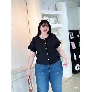 (T48 ผ้าฟลอร่า) เสื้อแขนสั้น กระเป๋าหน้า สำหรับสาวอวบ อก 38-52 ❌ไม่ต้องเผื่อไซส์นะคะ❌