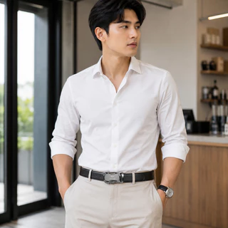 ลุคหรูดูแพง เข็มขัดผู้ชาย WALESPOLO หัวเข็มขัดออโต้ล็อกปรับง่าย หนังสีดำพรีเมียม เข็มขัดผู้ชายใส่ทำงานใส่ออกงานสไตล์นักธ