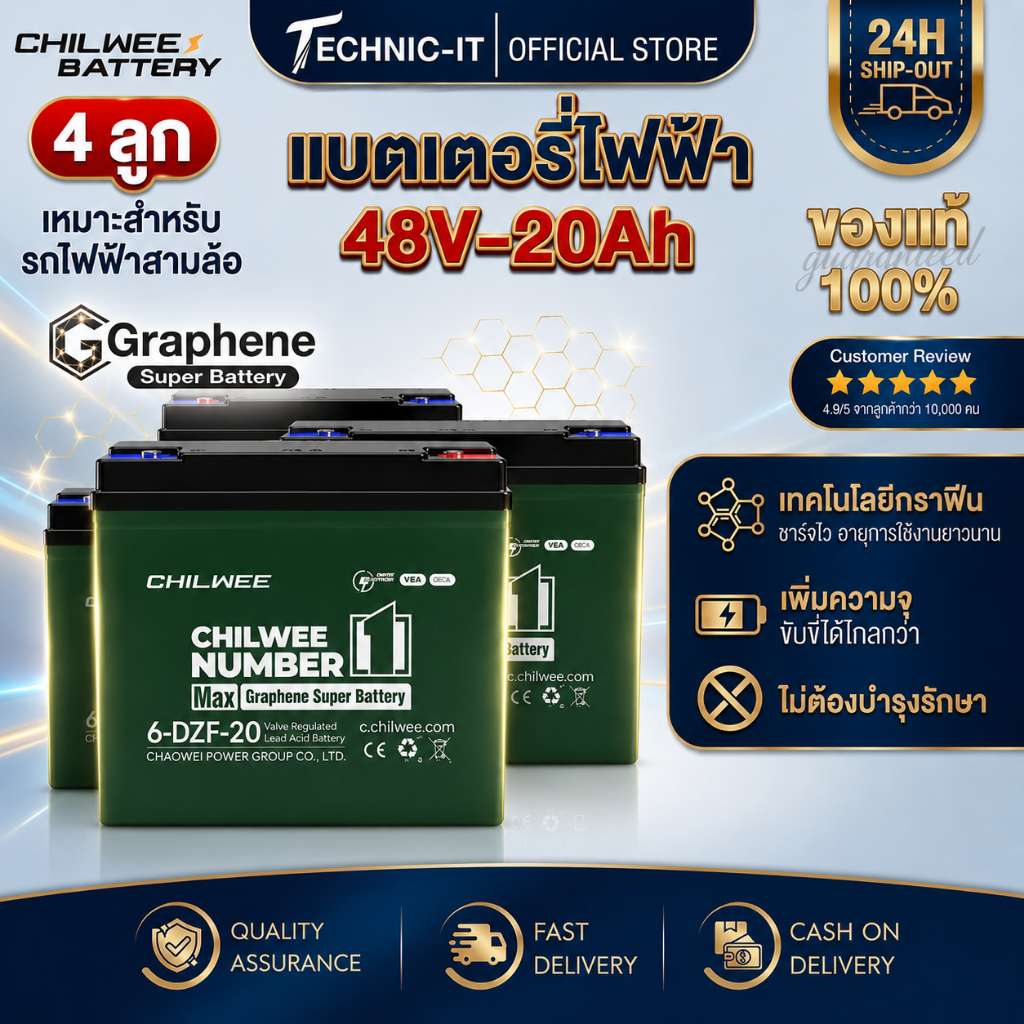 AIMA แบตเตอรี่ตะกั่วกรดCHILWEE 12V12AH/12V20AH แบตเตอรี่มอเตอร์ไซค์แท้100% แบตเตอรี่จักรยานไฟฟ้า รถสามล้อไฟฟ้า