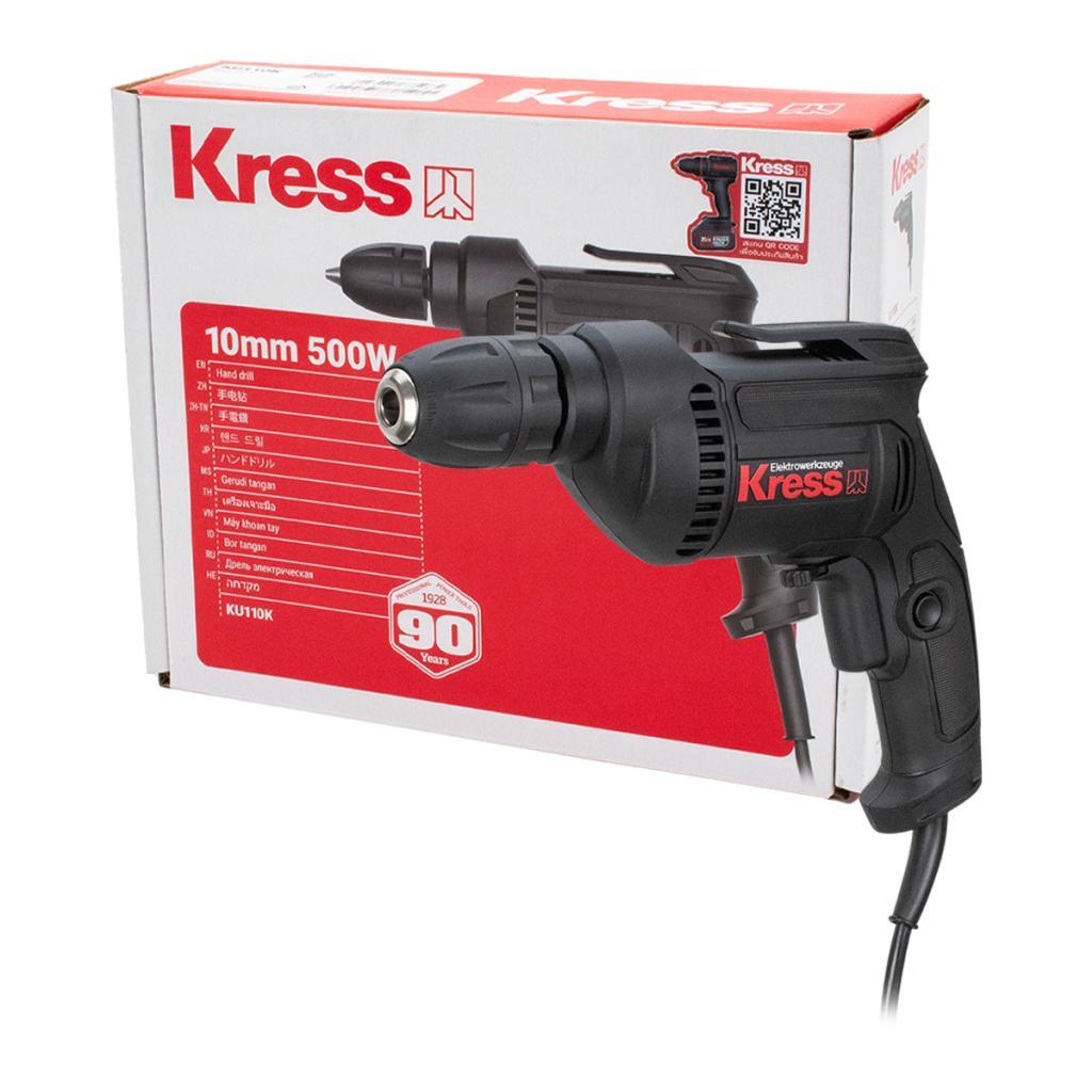 KRESS KU110K สว่านไฟฟ้า 3/8" KRESS KU110K  แรงดันไฟฟ้า 220 โวลต์ 50 เฮิรตซ์ กำลังไฟฟ้า 500 วัตต์