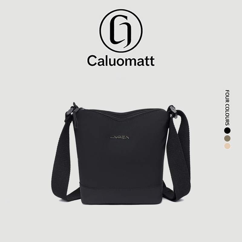 【Caluomatt.TH】กระเป๋าสะพายข้างผู้หญิง ทรงถังซิปสามชั้น ผ้าไนลอนใบเล็กแต่จุเยอะ กระเป๋าสะพายไหล่แฟชั่นทำงาน