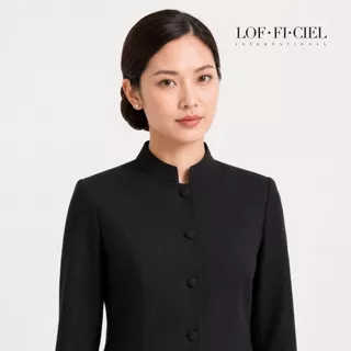 Lofficiel ชุดไทยจิตรลดา สีดำ ชุดไทยสุภาพสตรี ชุดไทยทางการ ชุดไทยไว้ทุกข์ แขนยาว