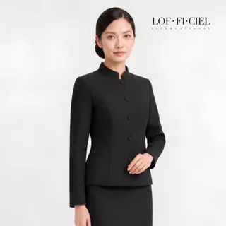 Lofficiel ชุดไทยจิตรลดา สีดำ ชุดไทยสุภาพสตรี ชุดไทยทางการ ชุดไทยไว้ทุกข์ แขนยาว