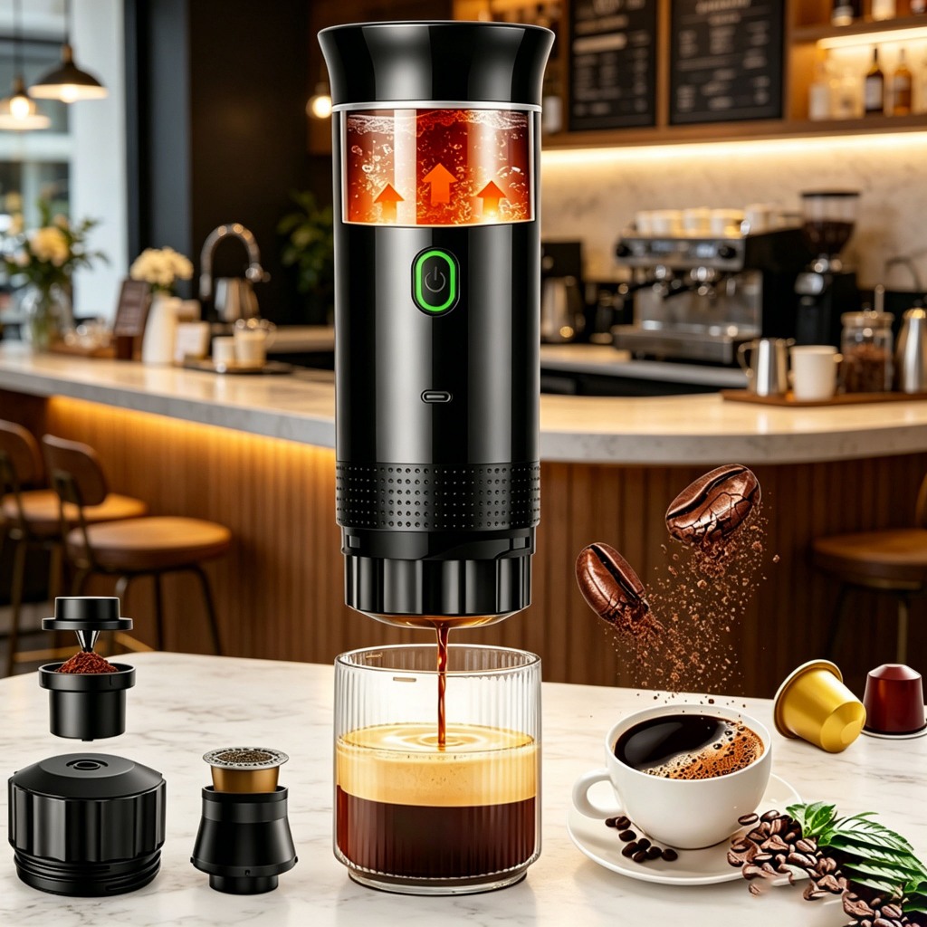 Elecicopo เครื่องชงกาแฟพกพา Portable Electric Espresso Machine ทำงานไร้สาย ชงได้ทั้งแคปซูลและผงกาแฟสด