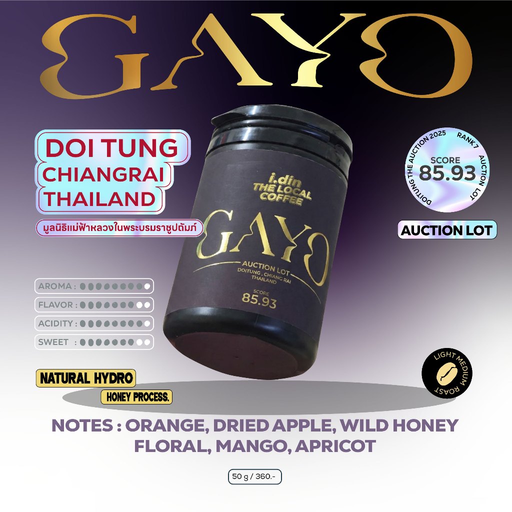 กาแฟลอตประมูล GAYO จากดอยตุง DOITUNG -NATURAL HYDRO HONEY (13.06.69) / ดอยตุง,เชียงราย THAILAND