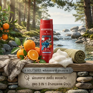 Old Spice Wolfthorn Body & Hair Wash 3-in-1 ครบจบขวดเดียว ผม หน้า ตัว กลิ่น Sweet Citrus สดชื่นติดทน 400ml.