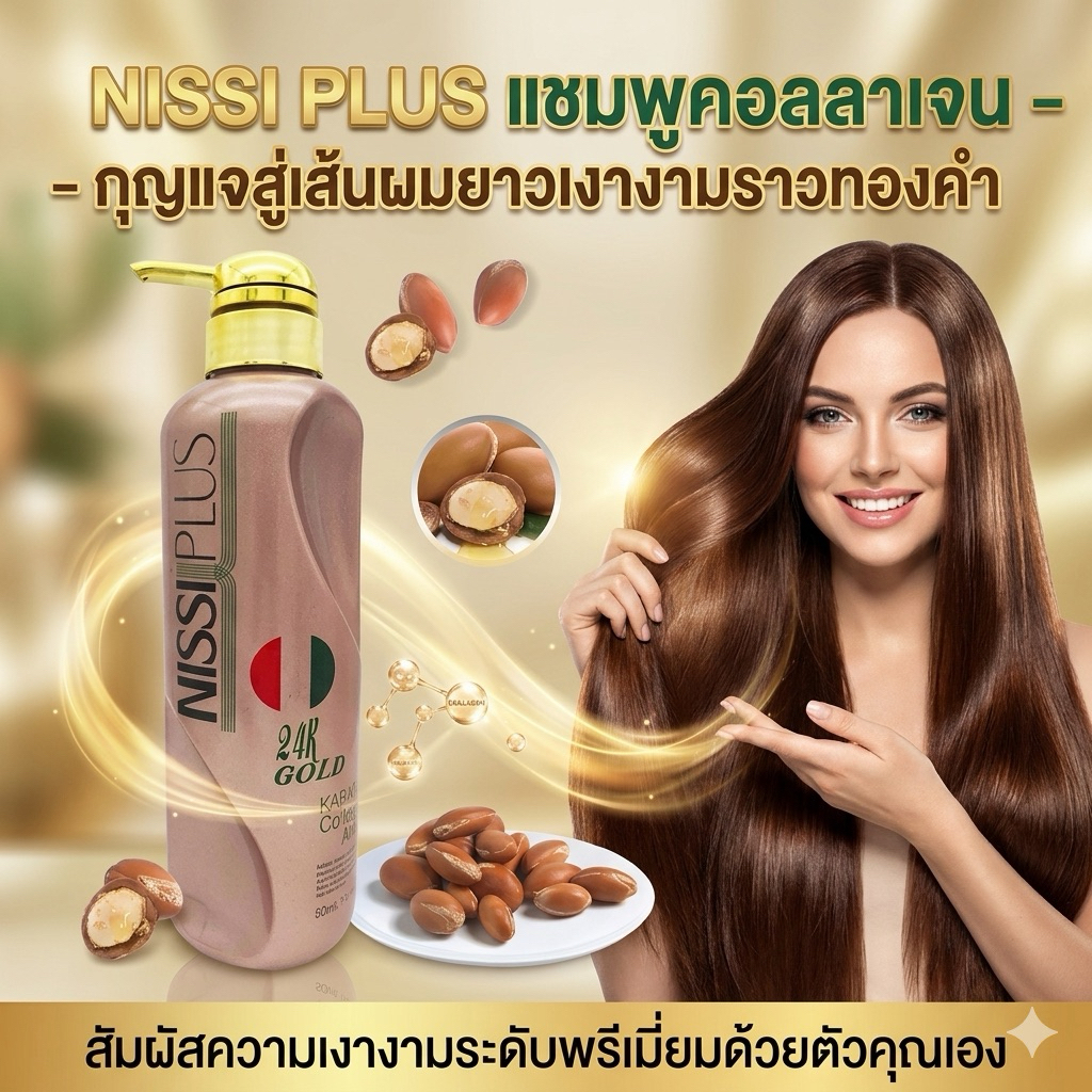 นิซซิ พลัส คลอลาเจน อาเกน แชมพู 500 มล NISSI PLUS Collagen Argan Shampoo