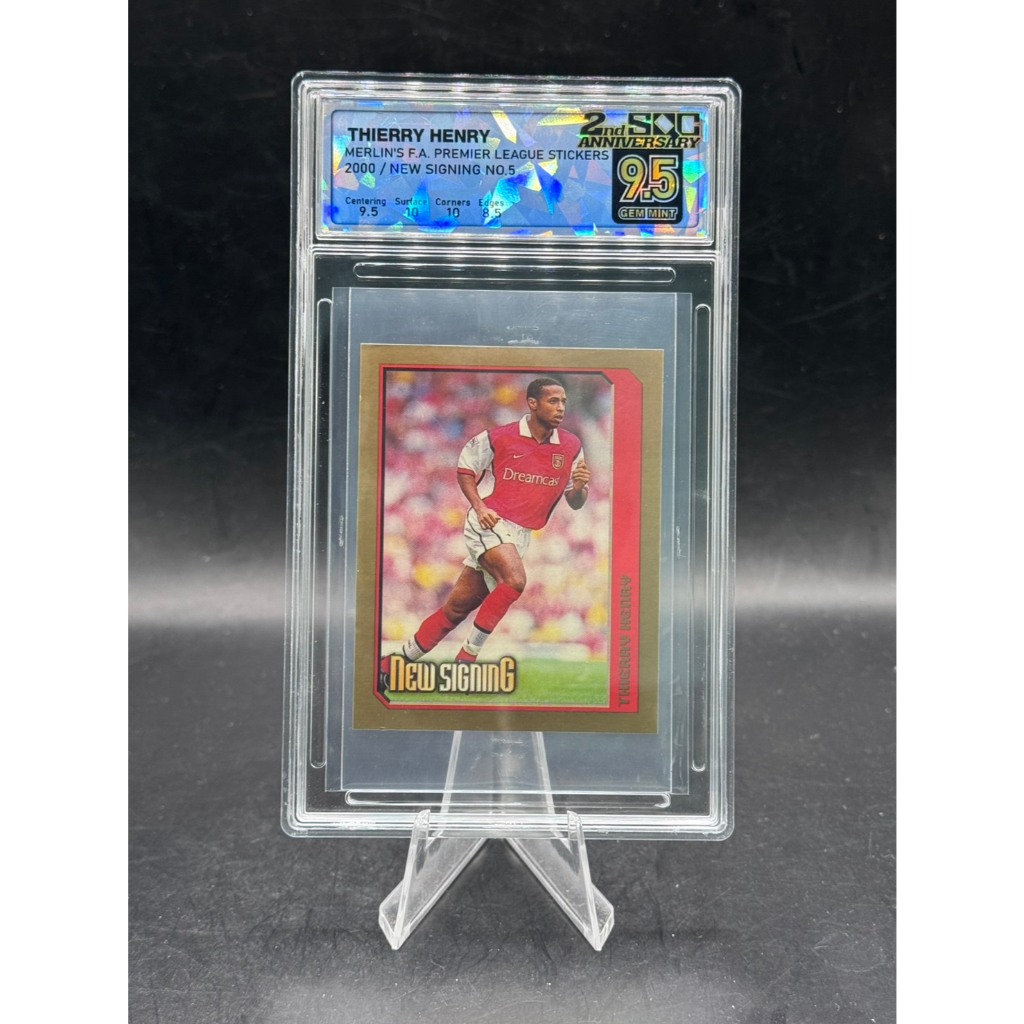 **Thierry Henry - 2000 Merlin's F.A. Premier League Sticker - #5 (New Signing) - SQC 9.5 Gem Mint**