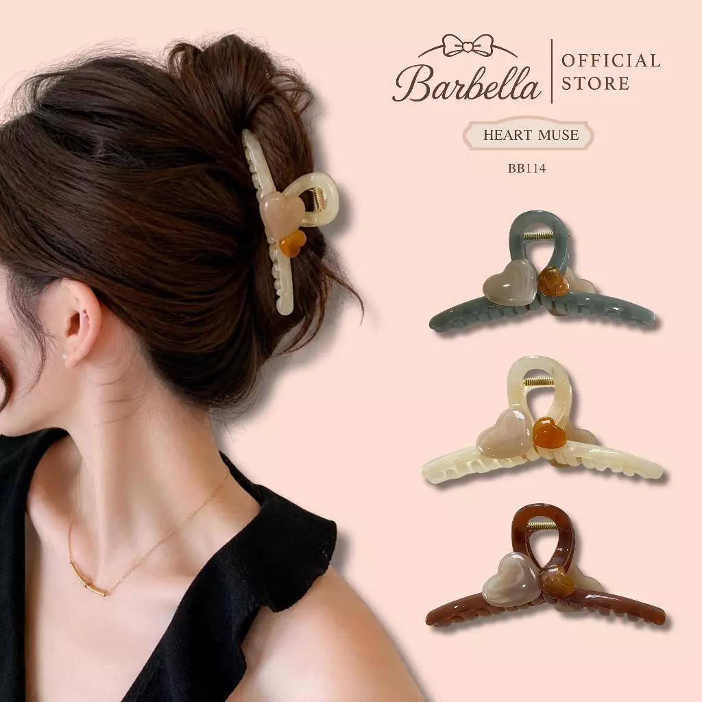 Barbella กิ๊บหนีบผมลายหัวใจ มินิมอล สไตล์เกาหลี รุ่น Heart Muse (BB114)