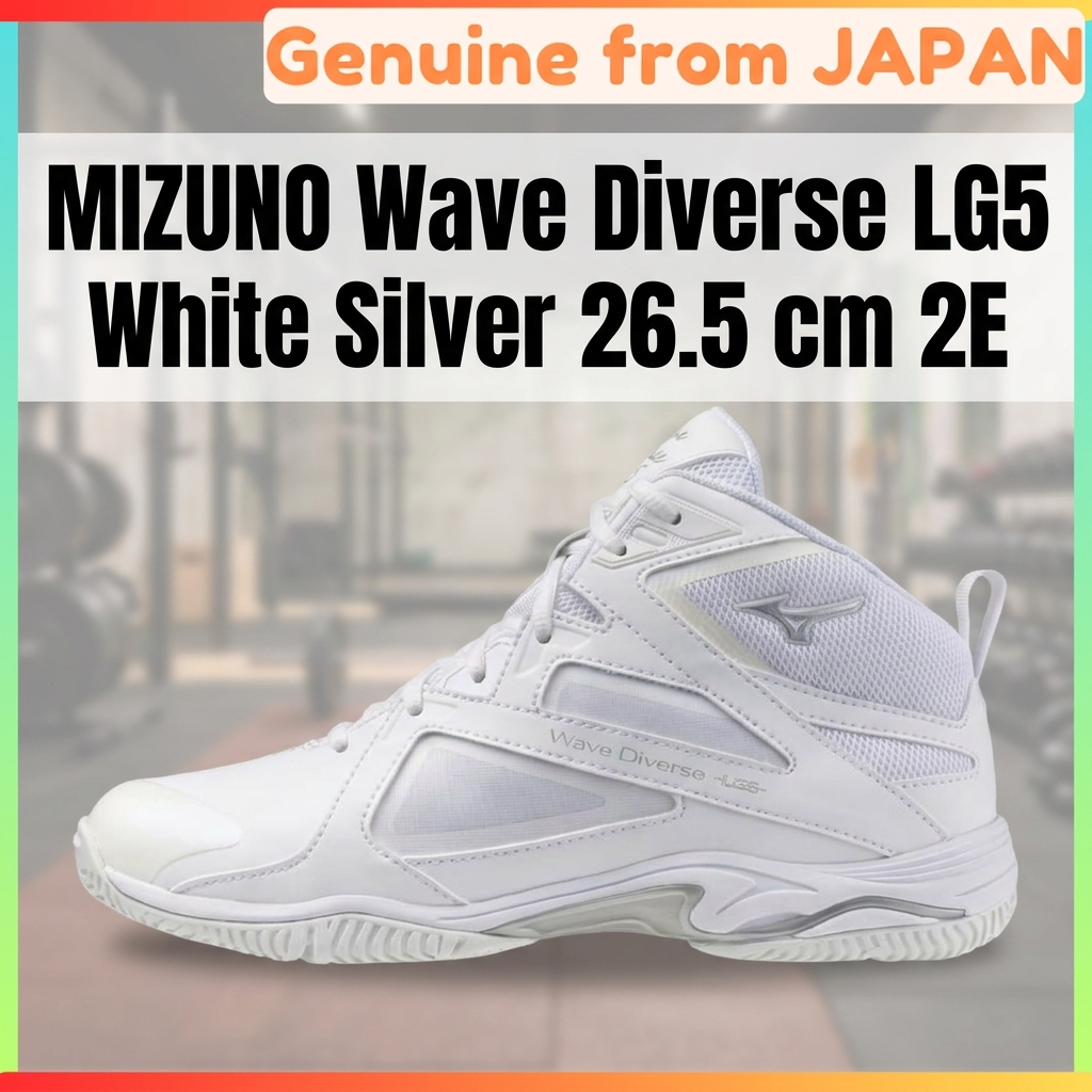 MIZUNO Wave Diverse LG5 Fitness Shoes 2E Wide Gym Studio Exercise White Silver 26.5 cm Unisex