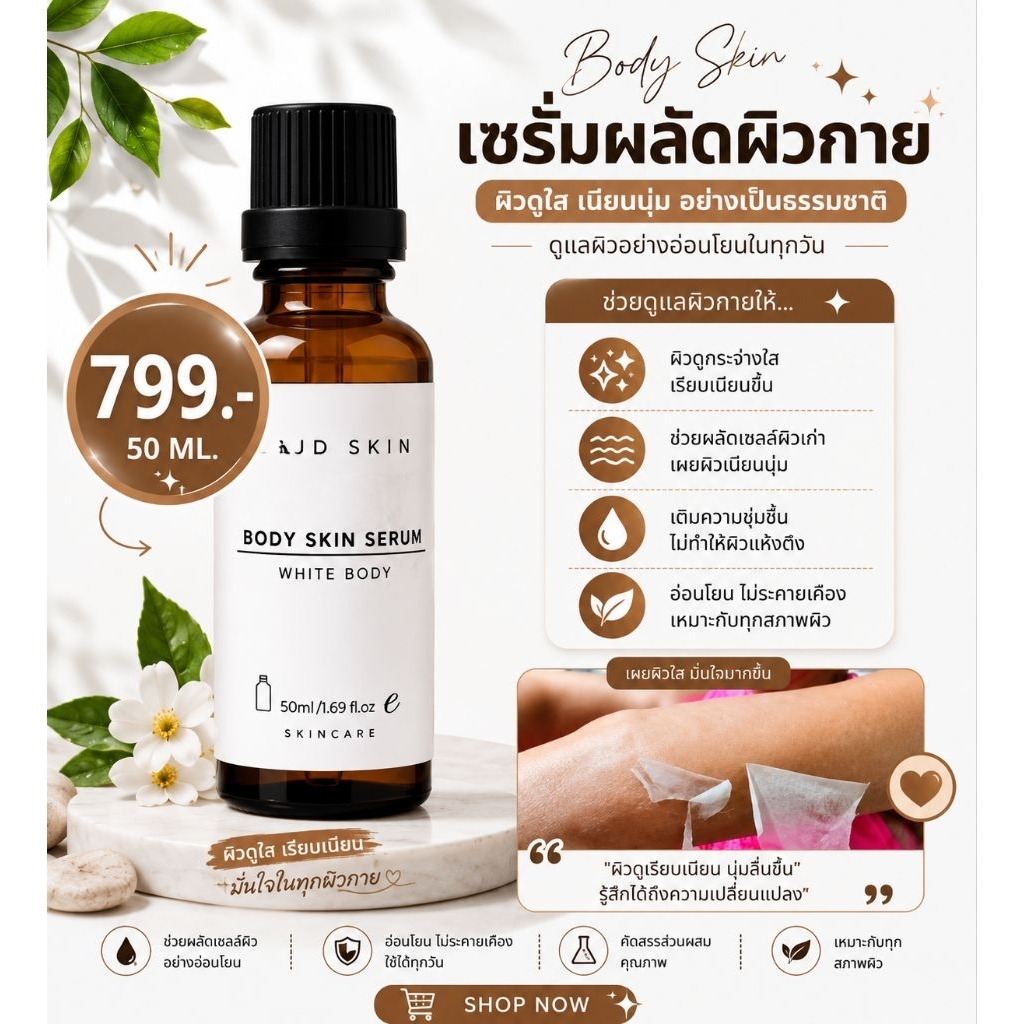 น้ำยาผลัดผิว 50ml. ก้นดำผิวดำ รอยแตกลายรักแร้ดำ