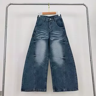 #718 (XS-9XL) jinjeans Barrel baggy Jeans ปลายขา 12-13.5 กางเกงยีนส์ทรงหลวม กระบอกใหญ่ ขากว้าง