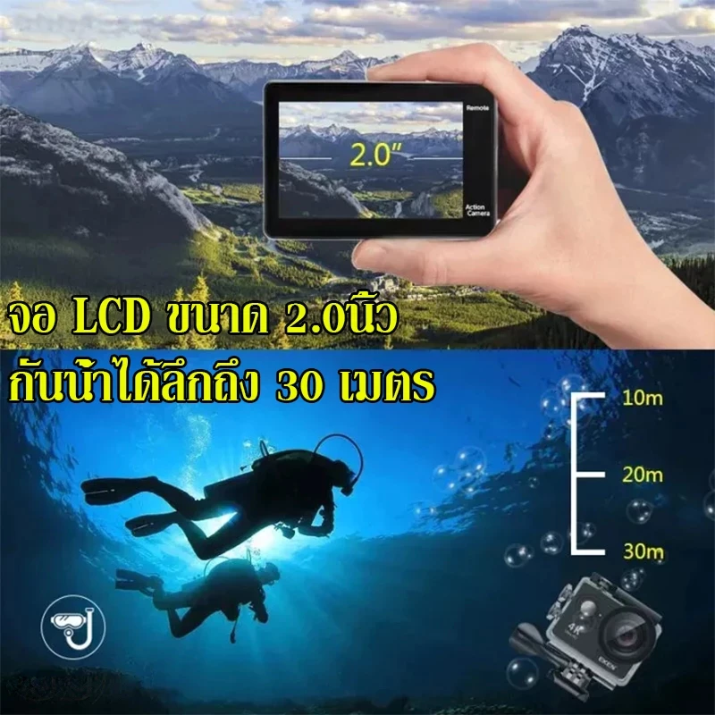 กล้องโกโปร Camera Sport HD Full HD 1080P กล้องโกโปร GoPro กล้องกันน้ำ กล้องติดหมวก กล้องรถแข่ง กล้องถ่ายรูป thumbnail 7