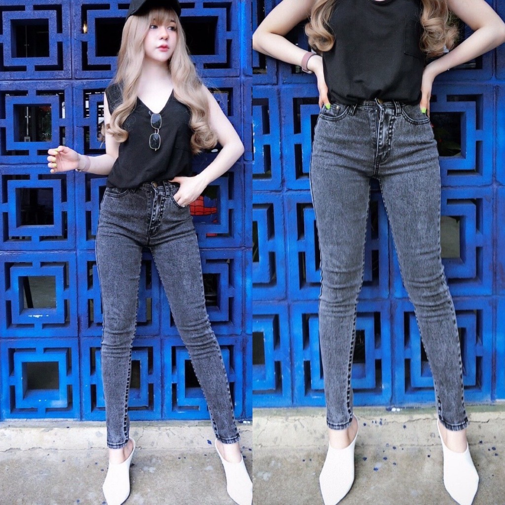 Cc jeans 095 กางเกงยีนส์ ทรงเดฟ สีดำสโน