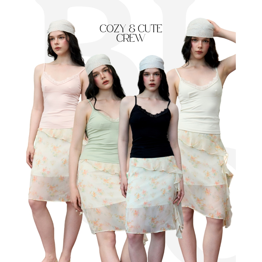 BCTT16 Cozy & Cute Crew - เสื้อสายเดี่ยว อกขอบลูกไม้