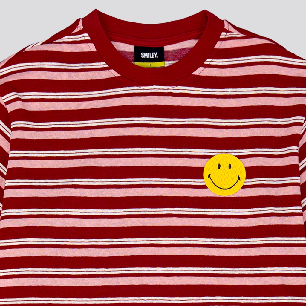 SMILEY® RED CROCHET PATCH STRIPPED TEE SHIRT RELAX — صورة 2