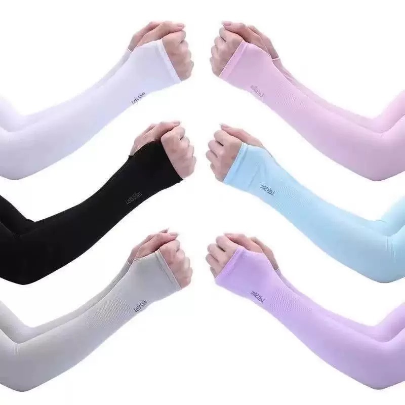 【5/12คู่】ปลอกแขน กันแดด กันUV ยืดหยุ่น เย็นสบาย สีพื้น ฟรีไซส์ ใส่ได้ทั้งชายและหญิง FZ001