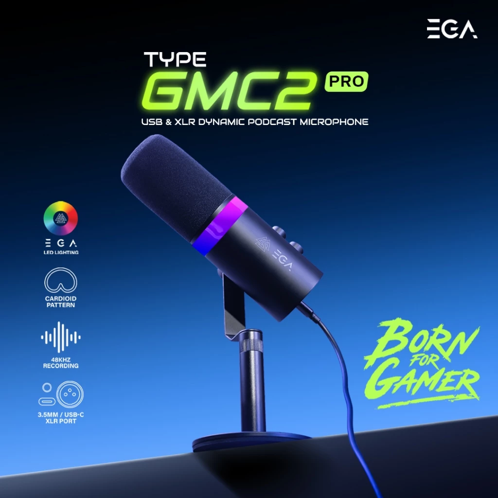 EGA TYPE GMC2 Pro ไมโครโฟน ลดเสียงรบกวน Streaming Dynamic Microphone USB Type-C/3.5 mm TRS/ XLR [รับประกัน 2 ปี]